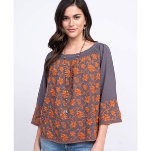 Sister Mary Samantha Embroidered Peasant Top Blouse Small